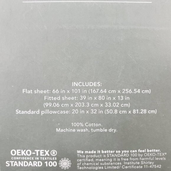 Threshold Twin XL Cotton Sheet Set Radiant Gray - Picture 5 of 6